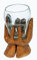 Wogeka - Glas Vase in Hand Gamal Wurzel-Holz - im modernen Style aus Holz als Geschenk-Idee zu Weihnachten Geburtstag Dekoration (Hand04 Ø Glas 15 cm)