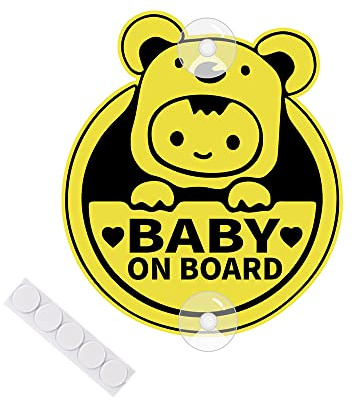 Leniutor Baby On Board Autoaufkleber für Autos, niedlicher Koala-PVC, Auto-Saugnapf, Sicherheitswarnschild für Auto-Heck-Seitenfenster (Saugnapf, Gelb)