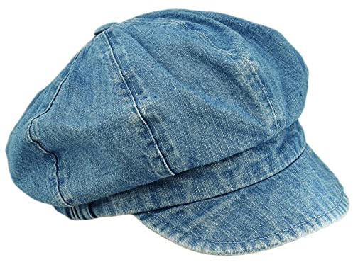 Melegari Jeans Mütze mit Visier Damen | Jesolo | Denim Baumwollmütze | Bakerboy cap, hellblau, One size