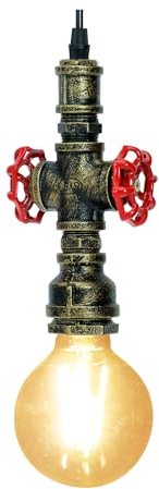 KAWELL Industriale Vintage Luce Pendente Retro Lampada a Sospensione a Tubo D'acqua Creativo Plafoniera Lampadario Art Deco Ferro E27 60W Max Cafe Bar Ristorante Cucina