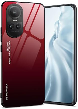 HAOYE Funda para OPPO Reno 10 5G / Reno 10 Pro 5G, Tapa Trasera de Cristal Templado Resistente a Arañazos, Carcasa Protectora de Parachoques de TPU Silicona Case Cover(5)