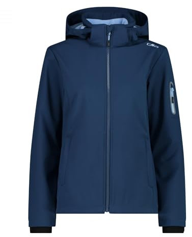 CMP Giacca in Softshell da Donna con Cappuccio Removibile, Azzurro, 40