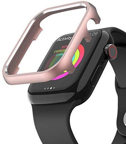 Custodie in Acciaio Inossidabile Compatibile con Apple iWatch Serie 7 45mm Rosa, Bling Alluminio Orologio Cover Antigraffio e Bumper Custodia Copertura Compatibile con Apple iWatch 45mm Series 7 8