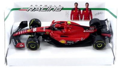 Bburago - Ferrari SF-23 Carlos Sainz #55 2023 - Maqueta Realista de Coche a Escala 1:43, conducido por Carlos Sainz, Licencia Oficial Ferrari, Edad Recomendada 3+ años