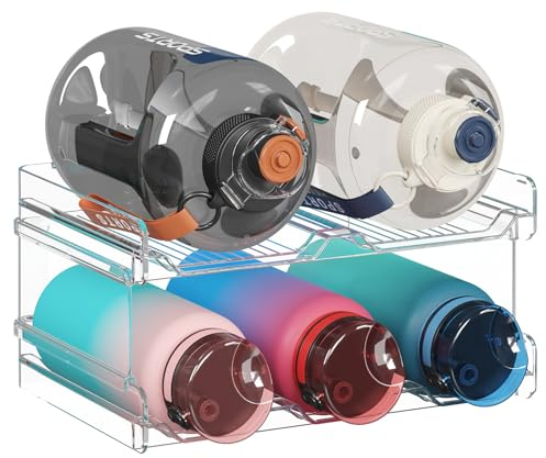 Lifewit Organizador Apilable de Botellas de Agua para Gabinete, Congelador, Despensa - Portabotellas de Plástico Extra Grande Botellero para Encimera de Cocina, Armario, con Capacidad para 5 Botellas
