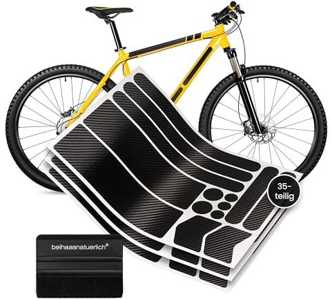 beihaasnatuerlich® Pellicola protettiva per bicicletta, 35 pezzi, per mountain bike, e-bike, trekking, bici da corsa, set di pellicole per telaio della bicicletta, evita graffi (carbonio nero)