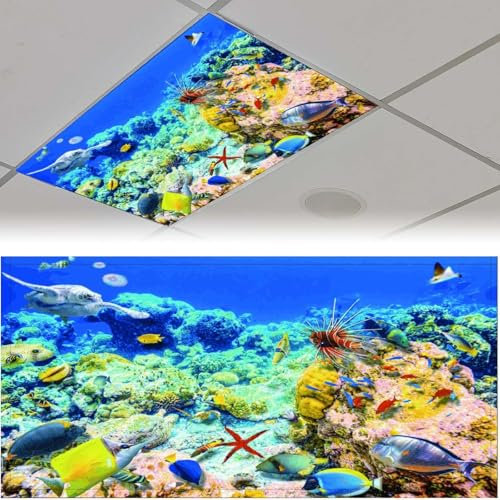 2 Pack Fluorescent Light Covers For Classroom - Magnetic Light Cover Fluorescent Light Shade Panel Ceiling Light Covers,Magnetic Light Filters For Office, Home Drop Ceiling, 4 x 2 Feet