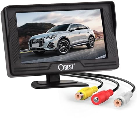 OBEST Camera Kit Walk Back Car AHD Monitor 4.3, 1080P Rear Camera Parking Car Night Vision, Rotate 360°, Wide Angle 170° and Display Set for Vans Caravan Trucks 12V (4.3)