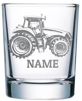 elbedruck® 4er Set Schnapsgläser Traktor 40ml mit persönlicher Gravur Wunschtext Gravur Shotgläser Schnapsglas (Shot-4er-Modern)
