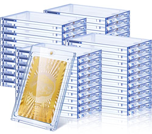 SATINIOR Magnetische Kartenhalter aus Acryl, 130 Stück, 6,3 x 8,9 cm, One-Touch-Kartenhalter, transparenter Kartenschutz, Hartplastik, magnetische Kartenhülle für Sport, Baseball, Sammelkarten,