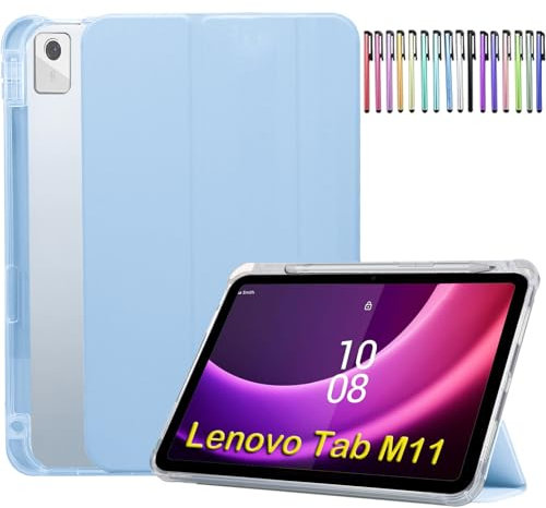 A-BEAUTY Custodia Compatibile con Lenovo Tab M11 Tablet 11 2024 + 1 Pennino Capacitivo, con Portapenne, Accensione e Spegnimento Automatico, Custodia per Lenovo M11, Blu Ghiaccio