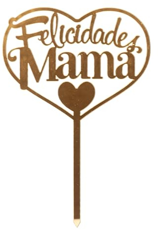 Dekora - FELICIDADES MAMÁ Tortenaufleger in Gold 14,3x10cm - Perfekter Tortenaufleger für Muttertag, Geburtstage und Besondere Anlässe - Elegantes Lebensmittelechtes Design