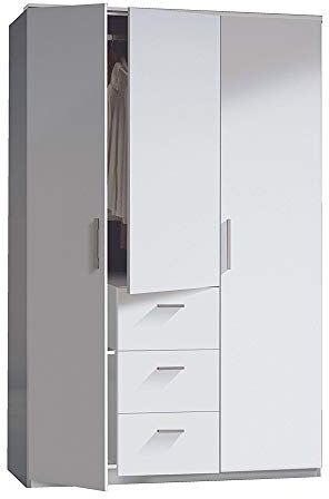 HOGAR24 ES - Armario 3 Puertas y 3 cajones, Color Blanco Brillo, Medidas: 117 cm (Ancho) x 203 cm (Alto) x 52 cm (Fondo)