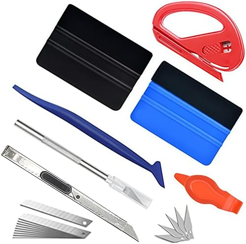 Loopunk Kit Vinyle Application Autocollants Auto Kit, Spatules pour Film Verre, Cutter Professionnel et Spatules pour Voiture et Téléphone Portable DIY