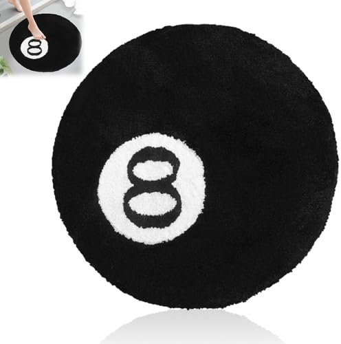 Hojalis Teppich mit 8 Kugeln, 80 cm, waschbar, beflockt, für Schlafzimmer, rutschfest, beflockt, weich, waschbar, ästhetischer Ballteppich, Wohnzimmer, Zuhause, Party-Dekoration