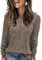 Famulily Lightweight Jumpers Ladies Round Neck Long Sleeves Womens Longline Top with Buttons (M, Coffee)