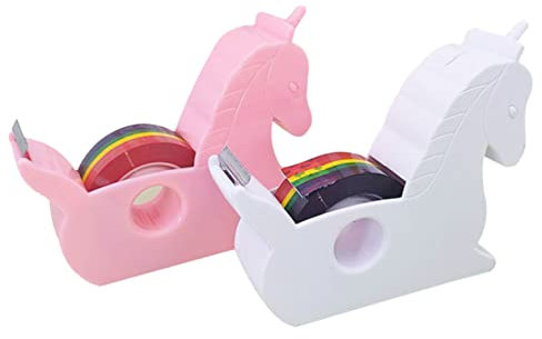 Gogogmee 2St Einhorn Klebebandspender Bandschneider liefern Desktop-Bandschneider schöner Klebebandspender kleiner Stand Tischspender scheckheft scrabbook bequemer Bandhalter Bandständer pp
