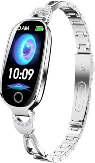 OWAIZU Fashion Smart Watch for Women, Fitness Tracker with SpO2 Heart Rate Sleep Monitor, IP67 Waterproof Smartwatch with 50+ Sports, Weather, Notification, Step Counter Band for iOS Android, Silver