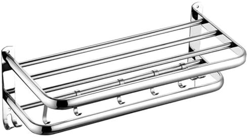 WXPXYBF Porte-Serviettes, Porte-Serviettes Mural (80 cm de Long), Porte-Serviettes Double en Acier Inoxydable, Porte-Serviettes de Salle de Bain avec Crochets Argent 80CM