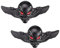 KLEHOPE Flügel Totenkopf Emblem Aufkleber, 2 Stück, Schädel Emblem Auto Aufkleber, 3D, Totenkopf Aufkleber, Schwarz, Selbstklebend, für Dekoration von Motorrädern, Autos, Helmen