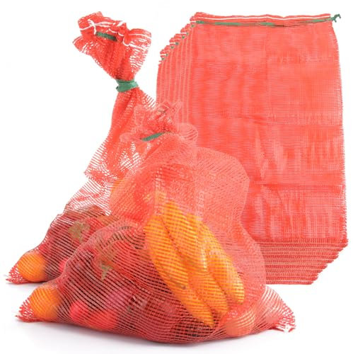 CYEER 20 PCS Net Bag 50x80cm, Onion Storage Bag Potato Sacks for Storage, Drawstring Net Woven Mesh Sacks for Vegetables