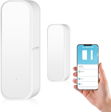 Sensore per porta WiFi, set da 2 sensori di allarme per porta, intelligente per porte aperte/chiuse, sensore intelligente per porta Tuya, senza fili, notifica app, per casa, capannone, garage