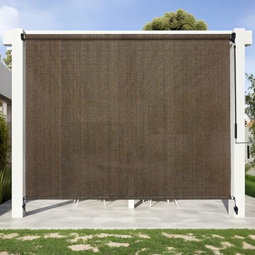 KANAGAWA Tenda a rullo per esterni, senza fili, arrotolabile, per patio, pergola, portico, gazebo, 1,2 x 1,5 m, color moka, tende da esterni per patio
