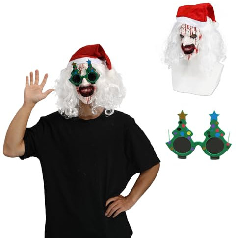Goloxou Masque Clown Art The Clown Mask Masque Silicone Réaliste Horreur Masque Terrifier pour Adultes Halloween Noël Fête Habillement (B)
