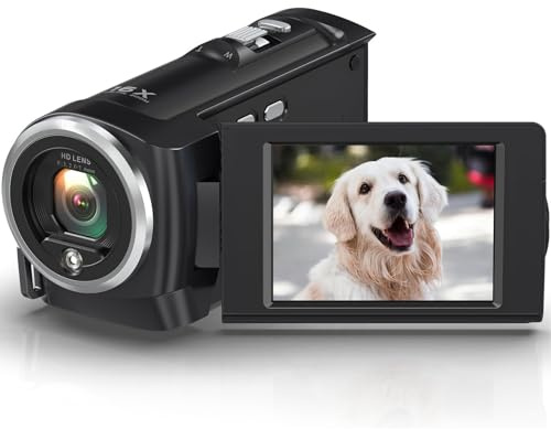 Zunate 2,7K-Videokamera-Camcorder, QHD 50MP Vlogging-Kamera, 2,8-Zoll-Bildschirm mit 270-Grad-Drehung, Videorecorder-Webcam, 16-facher Digitalzoom, 140 Minuten Kontinuierliche (64GB)