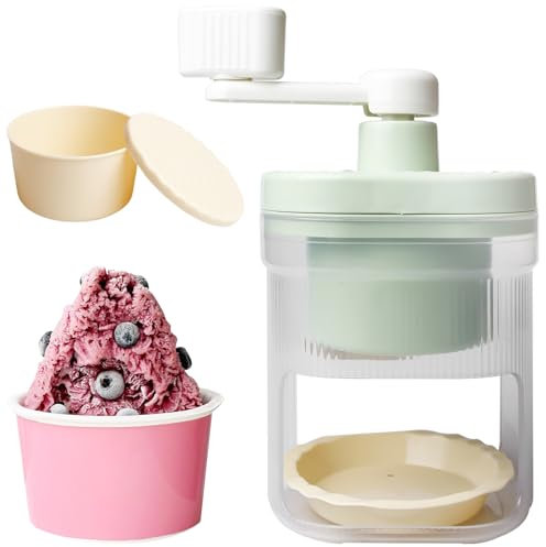 Manueller Eiszerkleinerer, Tragbare Prämie Slush Maschine, Manuelle Eismühle, zerkleinerte Eismaschine, Ice Shaver Machine, Tragbare Eiscrusher Crushed Ice für Milchshakes, Smoothies, Schneebällen