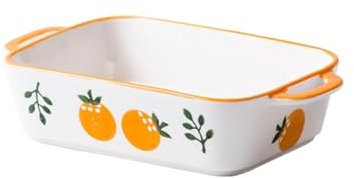 ruyi-1986 Pirofile Forno Home Pirofila in Ceramica Forno Pirofila Speciale Rettangolare con Doppie Orecchie for cuocere Gli Spaghetti Casseruole Forno(Orange,500ml)