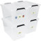 astor24 Aufbewahrungsbox mit Deckel - 4x 60 L - transparent Organizer - lebensmittelecht - stapelbar. Ideal für Büro, Kinderzimmer, Kleiderboxen - Küche - Werkstatt