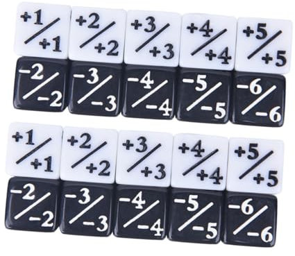 BESTonZON 20 Stück Plus- Und Minuswürfel Requisiten Für Würfelspiele Spielwürfel Loyalitätswürfel Black Acryl