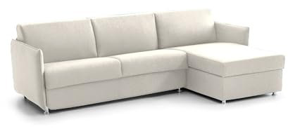 Talamo Italia - Sofa mit Halbinsel Ubalda, Ecksofa für Wohnzimmer, gepolstert, Abnehmbarer Bezug, 100% Made in Italy-Qualität, 260x160 h90 cm, Beige