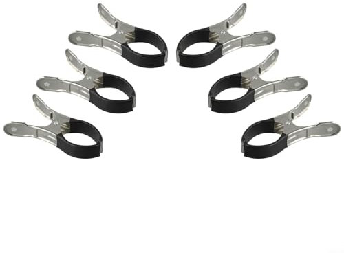 HpLive Stainless Steel Pool Cover Clips, Metal Clips for Pool Cover Clips, Windproof Pool Clips with Scratch Protection for Swimming Pool Covers (6 Pieces, Black)