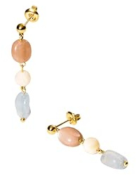 Purelei® Sunrise Ohrringe – Hängeohrringe mit Aquamarin, Sonnenstein & Albit – Edelstahl 18K vergoldet – Damen Schmuck 37 mm – Zarte Farben & Aloha-Vibes (Gold)