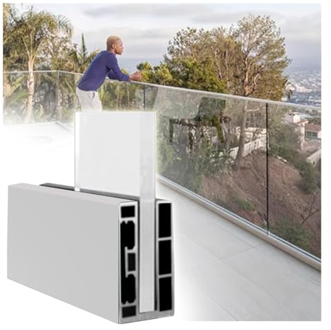 Aluminiumgeländer Für Glasscheiben Boden-/Einbau-/Seitenmontage Gewerblicher Pool-/Gartenzaun Für Balkon-/Gartenterrassen-Handlauf, Silber, Aluminium(Style 1,L 300CM/118Inch)