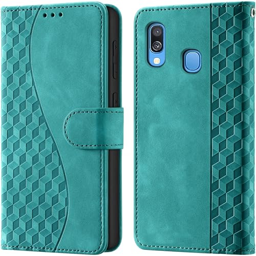 Cover per Samsung Galaxy A40 custodia portafoglio Turchese | Blocco RFID, 3 scomparti carte, 1 tasca banconote, Chiusura magnetica, Supporto, Pelle PU flip cover per Samsung A40