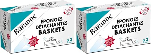 Baranne - Eponges Magiques Super Détachantes - Entretien et Baskets Blanches Cuir - Anti-Tâches & Traces - X3 éponges (Lot de 2)