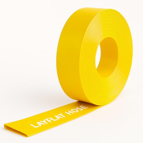 50 Metre (164.0ft) x 51mm (2) Heavy Duty Layflat Water Discharge Hose – Reinforced PVC Flat Hose for Pumps, Irrigation, Pool Emptying & Drainage Yellow