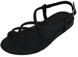 Fitflop Damen Sandaletten GRACIE CRYSTAL STRAPPY BACK-STRAP all black, Größe:39 EU