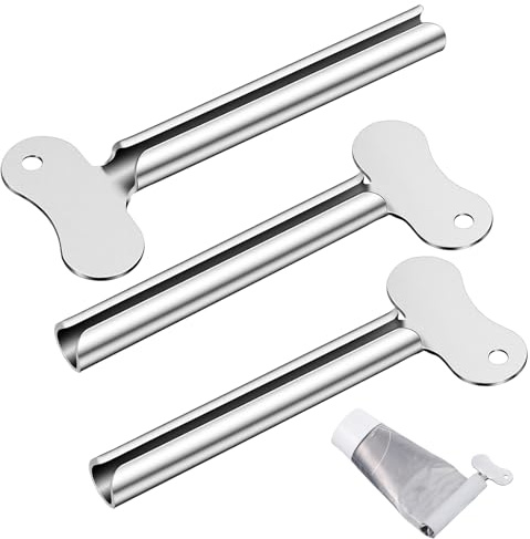 3 Stück Tubenquetscher Edelstahl Tubenausdrücker, Tubendreher Tube Squeezer Silber Tube Squeezer Zahnpasta Quetscher Tubenaufroller Für Alle Tuben Zahnpasta Haargel Handcreme Kosmetik