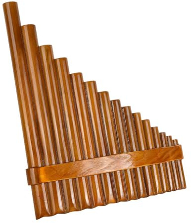 Aptliton Handmade 15-Tube Bamboo Pan Flute in G Key – Adjustable Traditional Chinese Folk Wind Instrument – Great Gift for Music Lovers, Musicians, Students – Left Hand