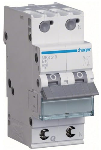 Hager MBS510 Leitungsschutzschalter 10A 1P+N 1-polig+N 6kA B-Charakteristik
