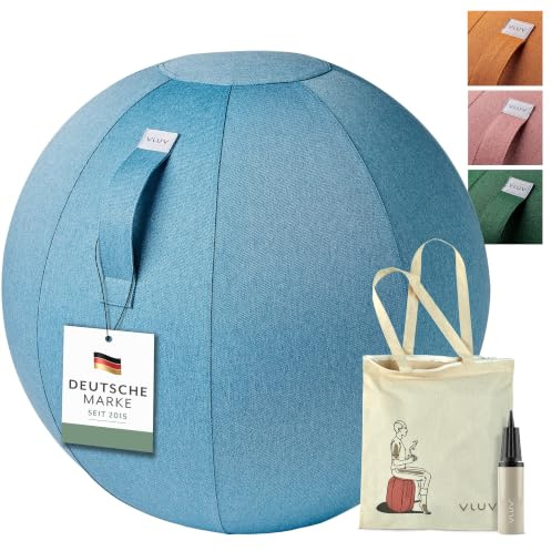 VLUV® BOL NEW LEIV Sitzball mit Möbel-Stoffbezug Ice Blue (Blau) Ø 60-65cm