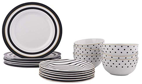 Amazon Basics 18-Piece Dinnerware Set - Modern Elegance, Service for 6