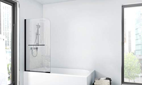 Mampara de ducha CITY 75 x 140 cm - abatible en una parte - montable en ambos lados - vidrio de seguridad monocapa de 4 mm de espesor - diseño negro mate