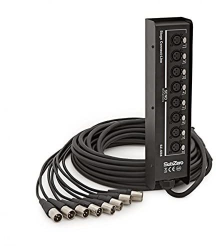 SUBZERO 8 Channel Stage Box - Heavy Duty Multicore XLR Cable - 15m
