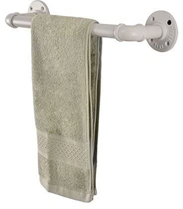 LINKPIPES Barre Porte-Serviettes Murale Industrielle Rustique Robuste pour Salle de Bain (12 inch, Blanc)
