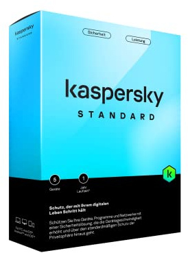 Kaspersky Standard 2023|5 Geräte|1 Jahr|Umfassender Schutz|Online-Banking Schutz|Leistungsoptimierung|PC/Mac/Mobile|Aktivierungscode in Standardverpackung